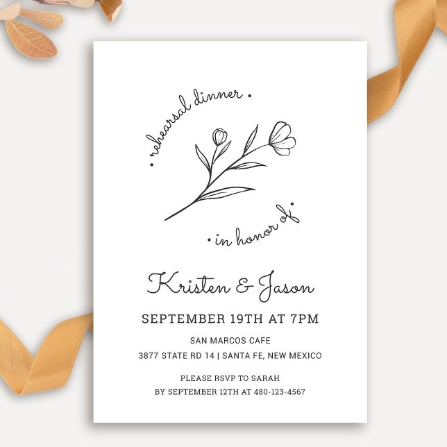 Inbjudan till Wildblomsterrepetition under middage (Wildflower Rehearsal Dinner Invitation by Fiesta Valley Print)
