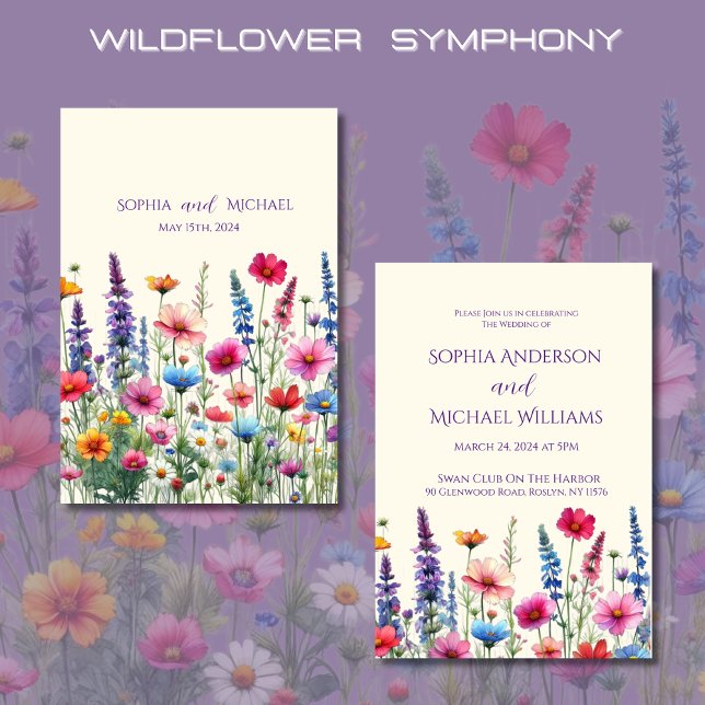 Inbjudan till Wildblomsymfony Bröllop teme-inbjuda (Wildflower Symphony Wedding Invitations-Colorful, Rustic, Bohemian, Elegant, Country)