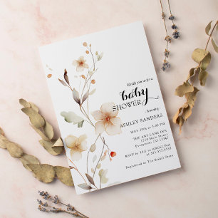 Inbjudan till WildblomWhite Boho Baby Shower