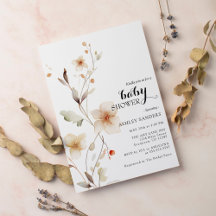Inbjudan till WildblomWhite Boho Baby Shower