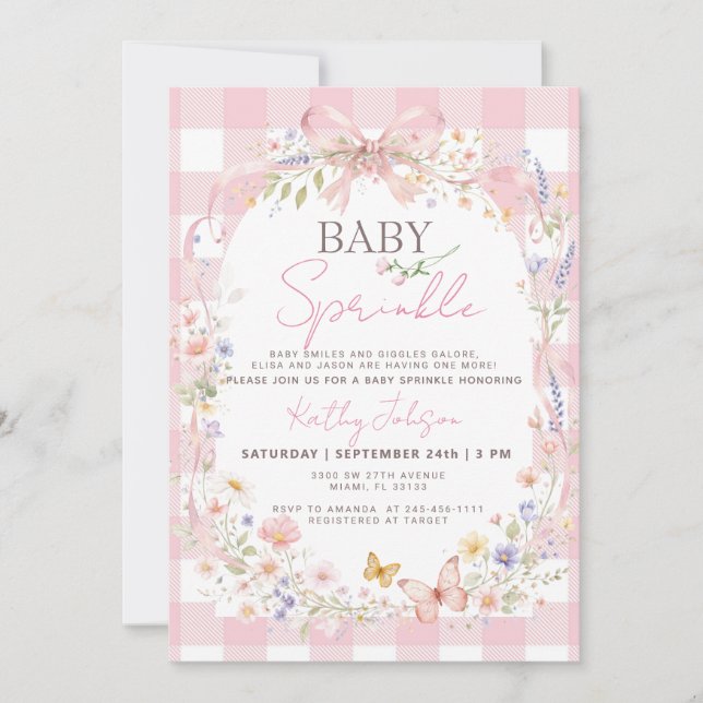 Inbjudan till Wildflower Butterfly Baby Sprinkle (Framsida)