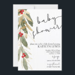 Inbjudan till Winter Baby Shower Guld Holly<br><div class="desc">Gorglig grey med faux guld accents och holly.</div>