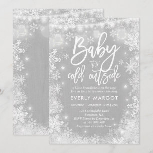 Inbjudan till Winter Baby Shower Kön Neutral White