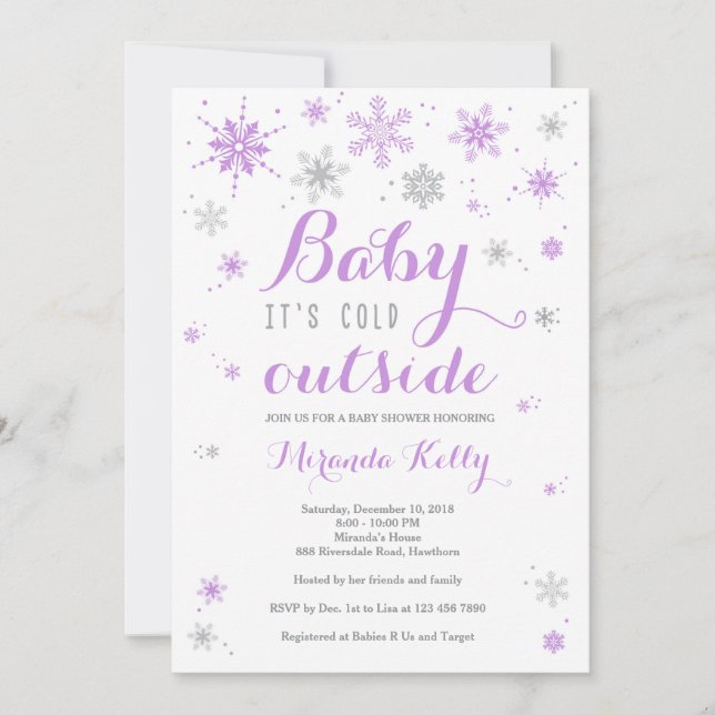 Inbjudan till Winter Baby Shower, Rosa Baby Shower (Framsida)