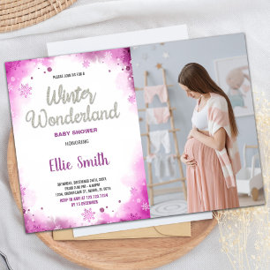 Inbjudan till Winter Baby Shower Rosa Cloud Photo