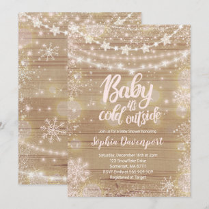 Inbjudan till Winter Baby Shower Rosa Snöflake