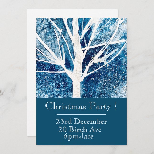 Inbjudan till WInter blue and white-julfest (Fram/baksida)