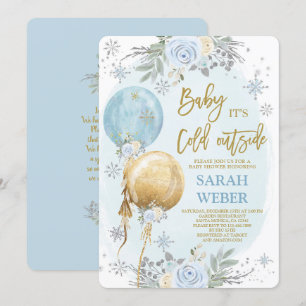 Inbjudan till Winter Blue Baby dusch Boy