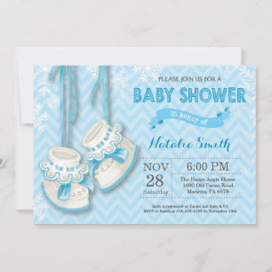 Inbjudan till Winter Blue Shoes Boy Baby Shower