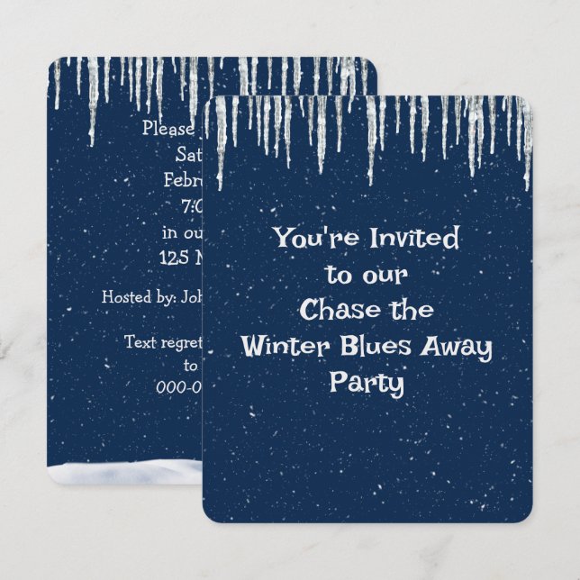 Inbjudan till Winter Blues Party-gruppen (Fram/baksida)