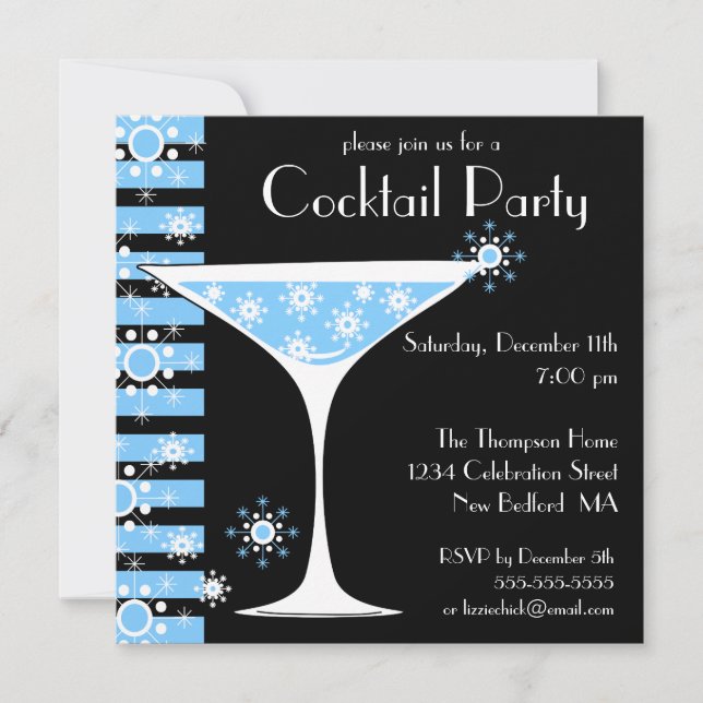 Inbjudan till Winter CocktailParty Snowflake Marti (Framsida)