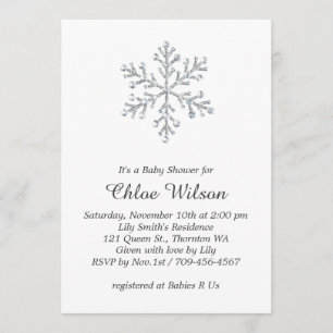 Inbjudan till Winter Crystal Snowflake Baby Shower