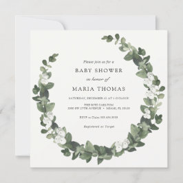 Inbjudan till Winter Evergreen White Baby Shower
