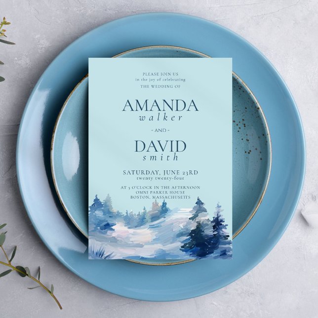 Inbjudan till Winter Forest Blue Wedding (Skapare uppladdad)