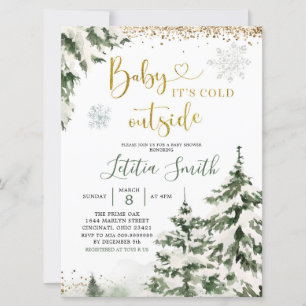Inbjudan till Winter Forest Conifer Träd Baby Show