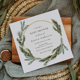 Inbjudan till Winter Gräs Evergreen Baby Shower