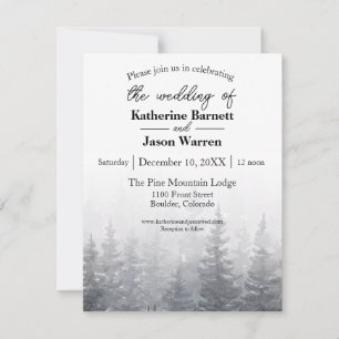 Inbjudan till Winter Gräs Träd Watercolor Wedding