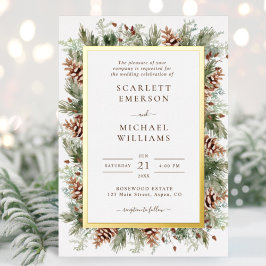 Inbjudan till Winter Grey Gold Foil Wedding