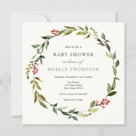 Inbjudan till Winter Grey och Holly Baby Shower