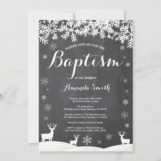 Inbjudan till Winter Hjort Baptism (Framsida)