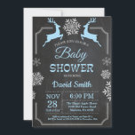 Inbjudan till Winter Hjort Snowflake Boy Baby Show<br><div class="desc">Vinter Hjort Snowflake Boy Baby Shower. Vit och blå snöflake. Pojkbabyinbjudan. Winter Helgdag Baby Shower Inbjudan. Bakgrund till kretskort.  Svarta och vita. Om du vill göra ytterligare anpassningar klickar du på knappen Anpassa och användor verktygen som är utformat för att ändra mallen.</div>