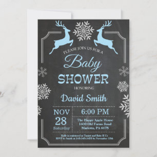 Inbjudan till Winter Hjort Snowflake Boy Shower