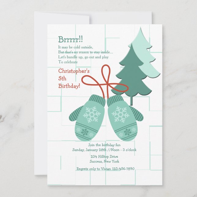 Inbjudan till Winter Mittens (Framsida)