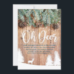 Inbjudan till Winter Oh Hjort Baby Shower<br><div class="desc">Vinter Helgdag Baby Shower Snö Flakes Snö Träd Gräs Gräs i Gren koner Hjort Rustic Wood Gender Neutral Baby Shower Oh Hjort Inbjudan</div>