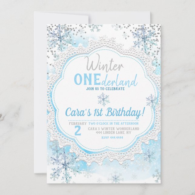 Inbjudan till Winter ONEderland 1:a födelsedag (Framsida)