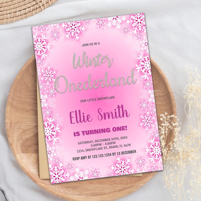 Inbjudan till Winter ONEderland Birthday (Winter ONEderland Birthday Invitations)