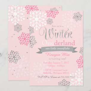 Inbjudan till Winter Onederland Rosa Silver Glitte