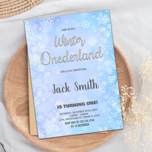 Inbjudan till Winter ONEderland Silver Glitter (Winter ONEderland Invitations Silver Glitter)