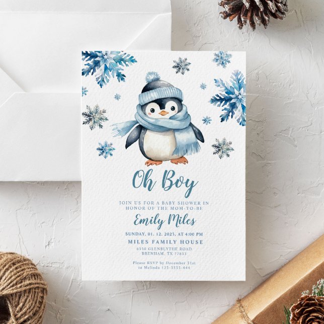 Inbjudan till Winter Penguin Baby Shower (Skapare uppladdad)