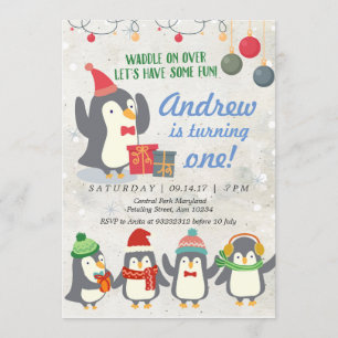 Inbjudan till Winter Penguin Birthday