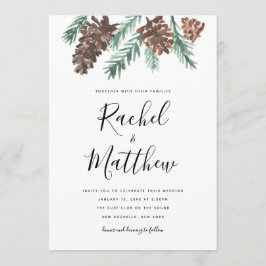 Inbjudan till Winter Pinecone Watercolor Wedding