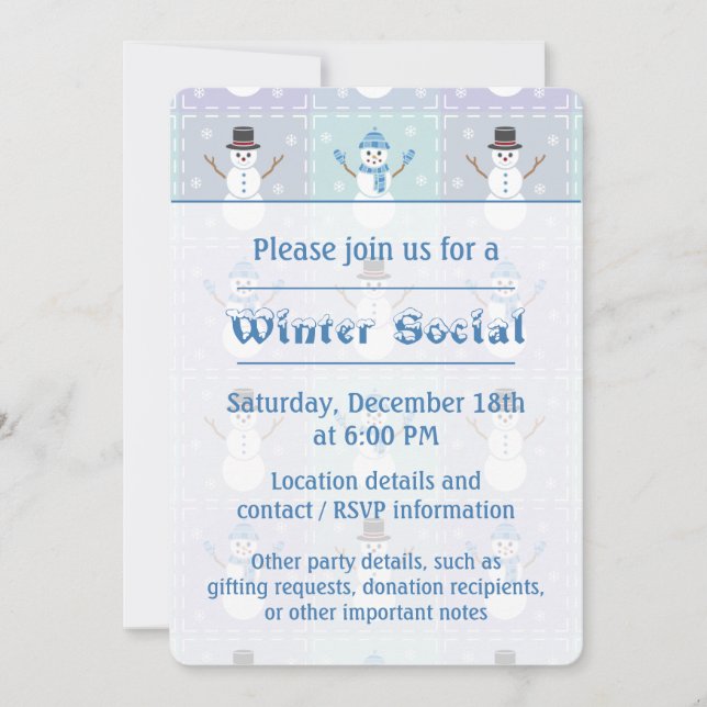 Inbjudan till Winter Quilt Party (Framsida)