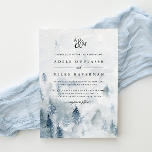 Inbjudan till Winter Reverie Monogram-bröllop