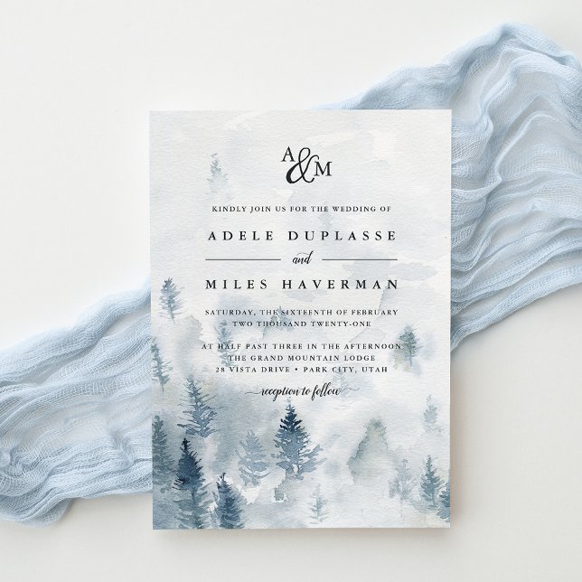 Inbjudan till Winter Reverie Monogram-bröllop (Skapare uppladdad)