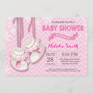 Inbjudan till Winter Rosa Shoes Girl Baby Shower S