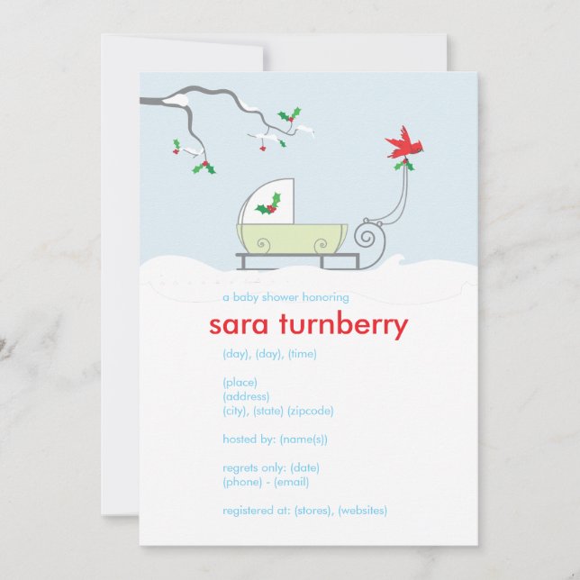 Inbjudan till Winter Sled Baby Shower (Framsida)