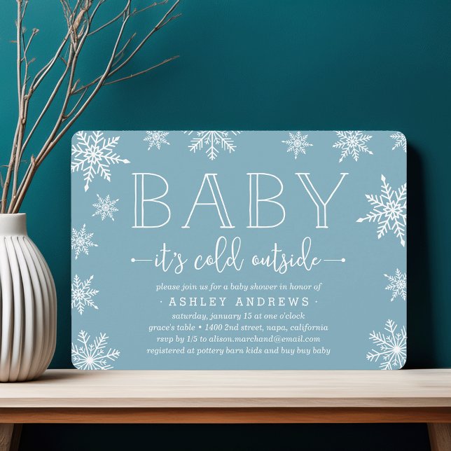 Inbjudan till Winter Snowfall Baby Shower | Blå (Skapare uppladdad)