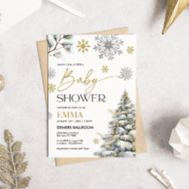 Inbjudan till Winter Snowflake Baby Shower
