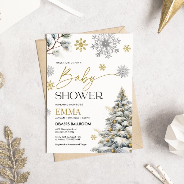 Inbjudan till Winter Snowflake Baby Shower (Skapare uppladdad)