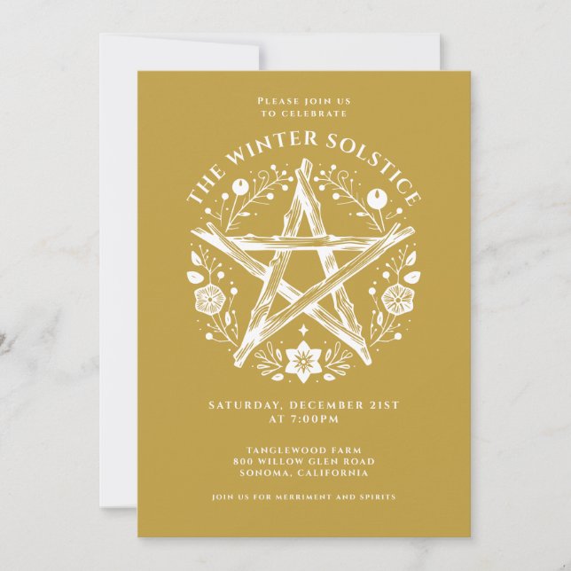 Inbjudan till Winter Solstice Party Guld (Framsida)