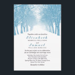 Inbjudan till Winter Träd Avenue Wedding<br><div class="desc">Anpassa den här underbara snyggten moderna Winter Wedding-inbjudan med en originalbild av en Winter Träd Avenue-designad i kombination med blått och vitt färg. Du kan också ändra hörnen på det här kortet till avrundat, vilket fungerar perfekt med den här designen. Matchande OSA kort, Körkort, Bröllopsprogram-kort, inbjudan till repetitionsmiddagar och favoritstämplar...</div>