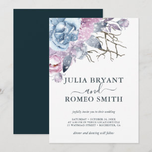 Inbjudan till Winter Wedding Blommigt Snö