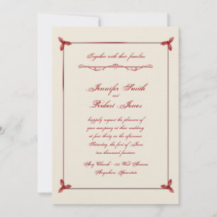 Inbjudan till Winter White och Red Mistletoe Weddi