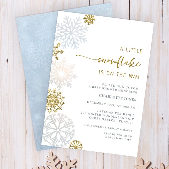 Inbjudan till Winter Wonderland Baby Shower (A Little Snowflake Winter Baby Shower Invite)