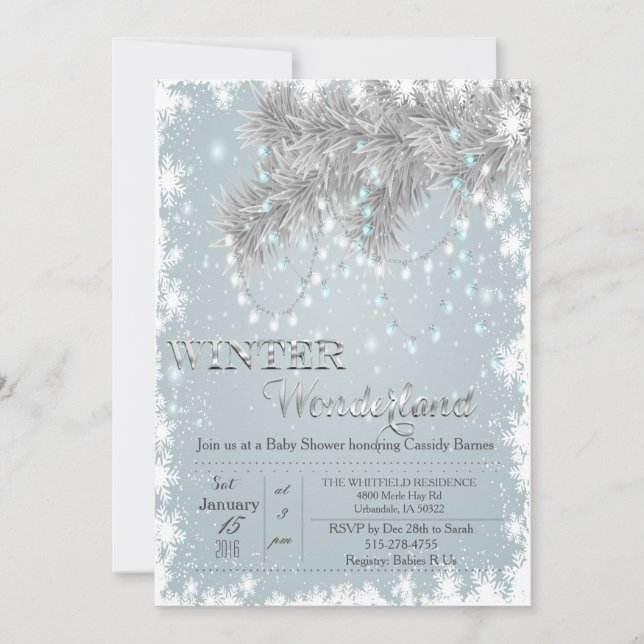 Inbjudan till Winter Wonderland Baby Shower (Framsida)