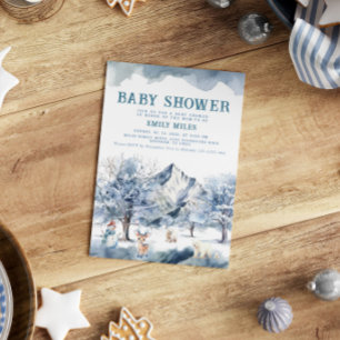 Inbjudan till Winter Wonderland Blue Baby Shower